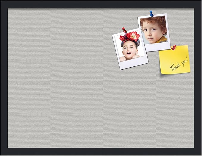 PinPix 24x18 Inch Cork Bulletin Board. This Decorative Framed Pin Board Comes with Light Stone Design and a Satin Black Frame. Ideal for Home Office Decor or Message Board (PinPix-1809)-DeskLoop Office