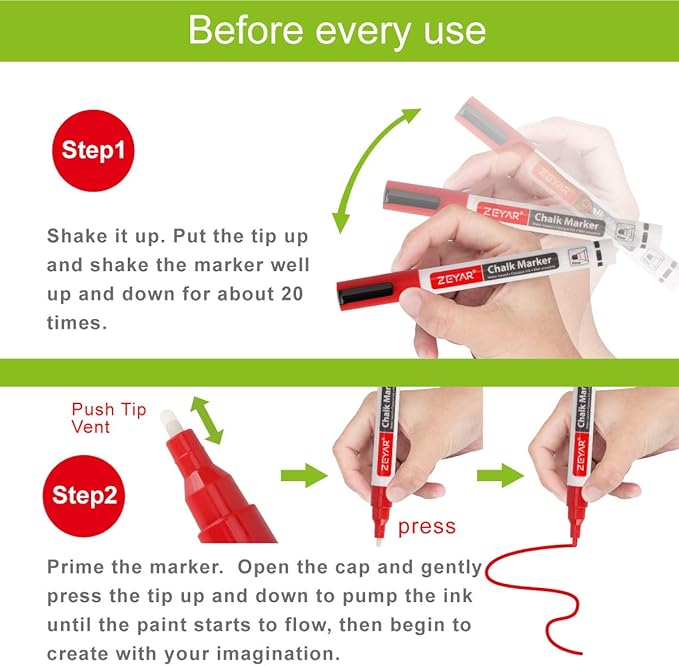 ZEYAR Liquid Chalk Marker-Wet Erase Marker, 24 Colors, 1.2mm Fine Tip for Detailed Drawing, Writes on Nonporous Chalkboards, Bistro Boards, Windows, Plastic and more (24 Colors)-DeskLoop Office