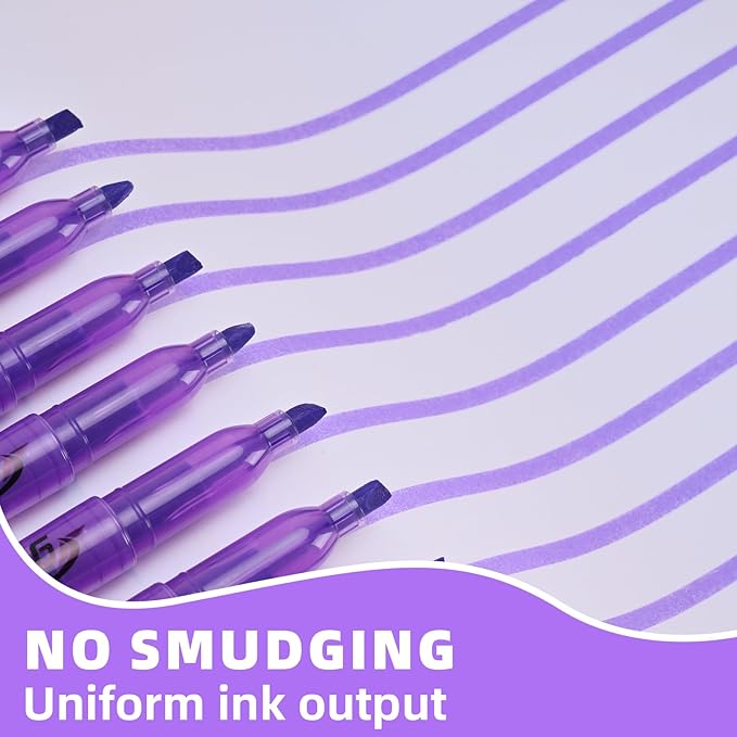 Purple Highlighters, 36 Pack, Chisel Tip Highlighter Pack, Quickly Drying, Perfect for Students Kids Adults Classroom, Office, School Supplies-DeskLoop Office
