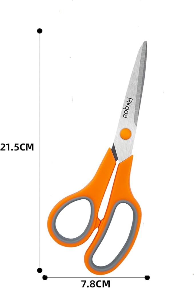 Scissors, Rkqoa 8" All Purpose Office Scissor 6 Pack - Comfort-Grip Sharp Shears for Office School House Sewing Fabric Crafts Arts Desk Classroom Supplies, Teacher/Class Scissors-DeskLoop Office