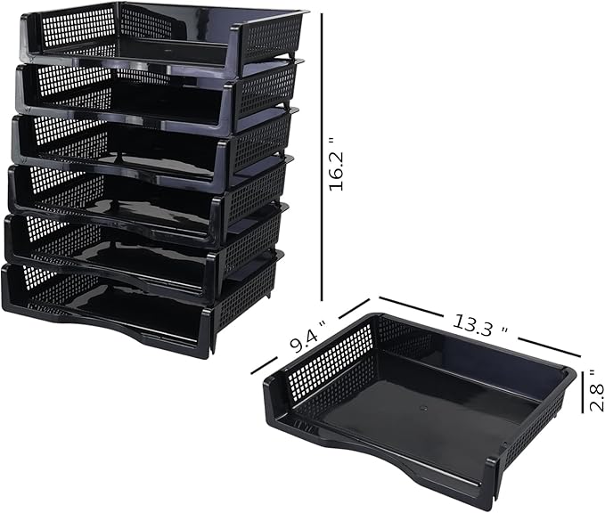 Ggbin 6 Tier Desktop A4 Paper Storage Tray, Stackable File Organizer Trays, Black-DeskLoop Office