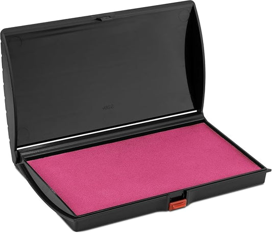 Large Premium Pink Ink Stamp Pad - 3" by 6" - Quality Felt Pad - Case with Closing snap-DeskLoop Office