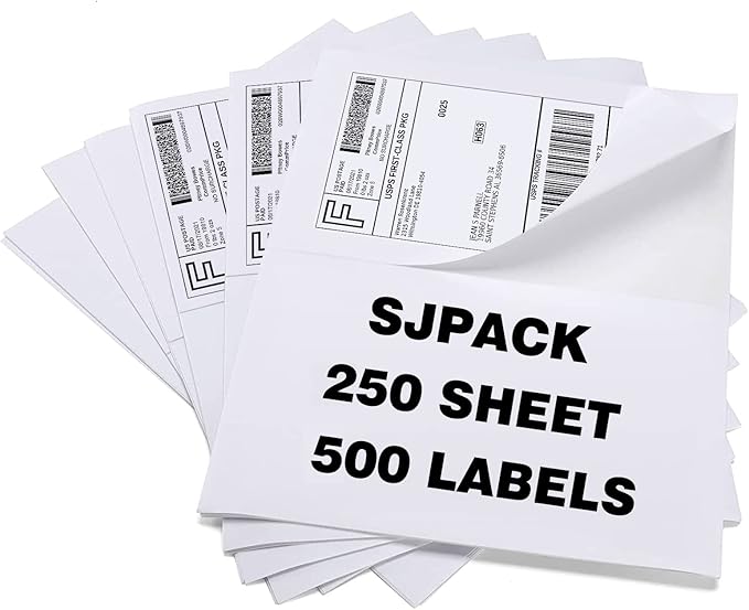 Half Page Self Adhesive Shipping Labels, 8.5" x 5.5" Shipping Labels Compatible Laser & Inkjet Printer 2 Label Per Sheet (250 sheets-500 Label)-DeskLoop Office