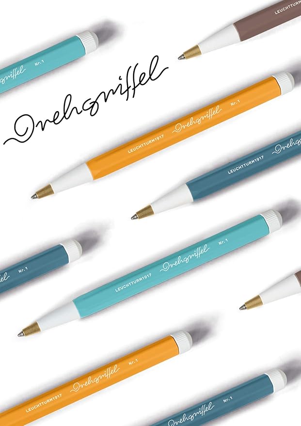 LEUCHTTURM1917 - Drehgriffel Writing Pen (Stone Blue) - Ballpoint Pen with Royal Blue Ink Included