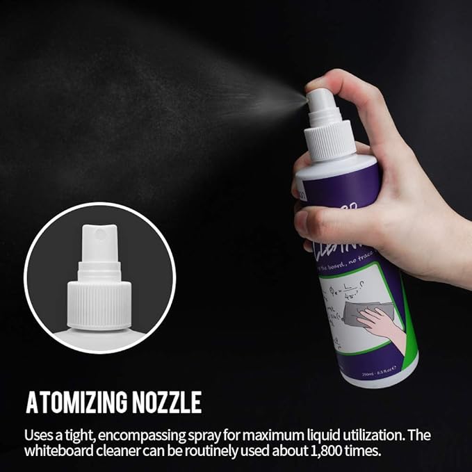 loukin Non-Toxic Whiteboard Cleaner, 8.5 fl oz Dry Erase Board Cleaner, Whiteboard Cleaning Spray with Cloth, Removes Stubborn Marks from Whiteboards-DeskLoop Office
