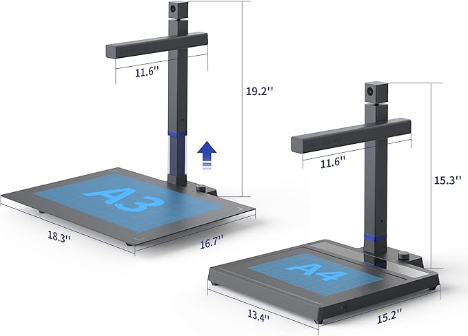 CZUR Shine Surface Pro Professional Document Scanner, 16MP Document Camera + 2MP Webcam+ Working Surface, A3 Book Scanner for Computer/Laptop, 180+ Languages OCR, Fast Scan 1s/Page, for PC/Mac-DeskLoop Office