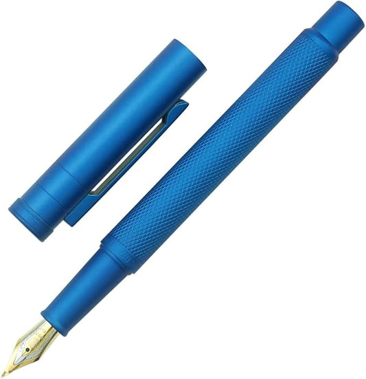 Asvine Blue Forest Fountain Pen Fude Pen Bent Nib, Classic Design with Converter and Metal Pen Case, The Light of Hope Serise-DeskLoop Office
