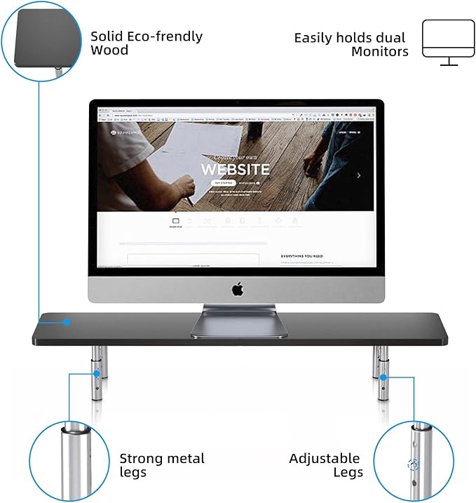suptek Laptop Stand for Desk,Computer Monitor Laptop Stand Riser for Printer, Notebook and All Flat Screen TV Display,3 Height Adjustable(MST016)-DeskLoop Office