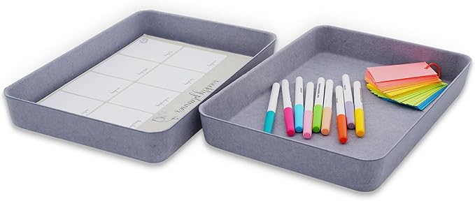 Welaxy 2-piece Office desk drawer organizer tray letter-size documents A4 paper book file Folder Holder storage bins ( Glacier Gray)-DeskLoop Office