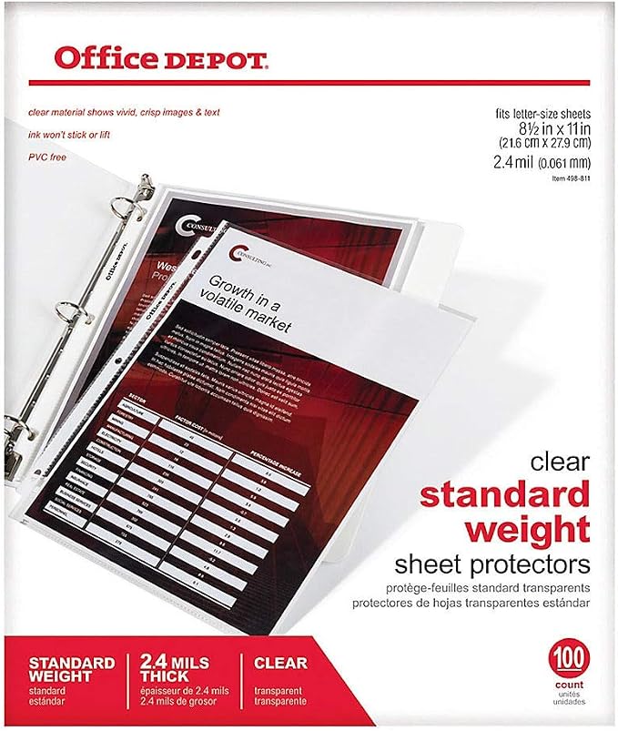 Office Depot Top-Loading Sheet Protectors, Standard Weight, Box of 100 - Image 5