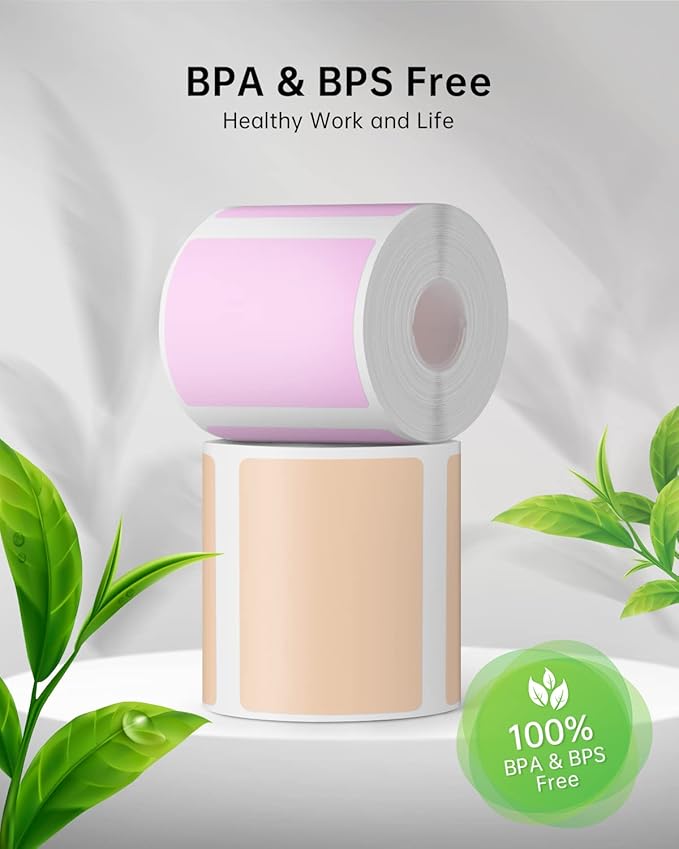 Phomemo Labels,Thermal Color Label,1.57'' x 1.18''Square Self-Adhesive Sticker Paper for Phomemo M110 M220 M221 M120 M108 M150 M250 M260 M160 M200 Printer, for Barcode,Name,Address (Pink/Blue/Khaki-DeskLoop Office