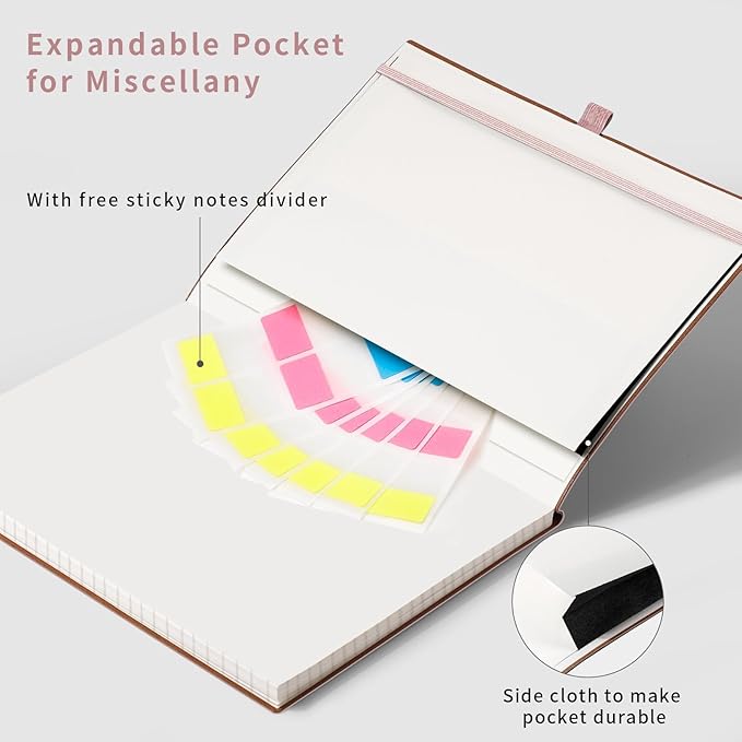 AHGXG Graph Paper Notebook - Grid Notebook Journal, 120 GSM Thick Graph Paper, Large B5 Notebook 96 Pages, Leather Softcover, for Graphing, Writing, Math, Engineering, 7.6'' X 10'' - Rose Gold-DeskLoop Office