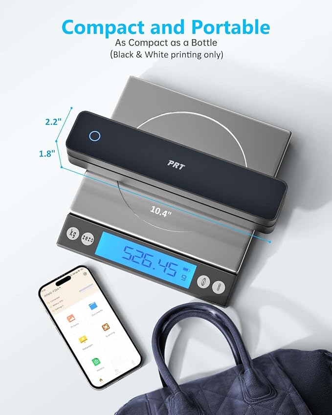 Inkless Portable Printer for Travel, Wireless Thermal Printer Support 8.5 x 11 Inch US Letter A4 B5, Bluetooth Mobile Printers with iOS, Android, Laptop for Home Use, Car, Office, School, Black-DeskLoop Office