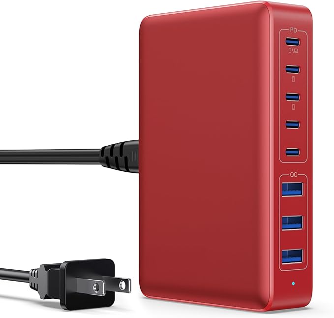 USB C Charger 300W USB C Charger Block 8-Ports GaN IV Fast Charging Station,PD 100W Laptop Charging Hub Wall Charge Adapter Compatible with MacBook/Air,DELL,Steam Desk,iPhone 16/15/14,Galaxy-DeskLoop Office