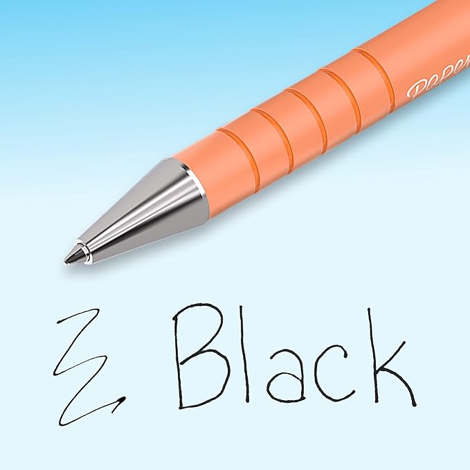 Paper Mate FlexGrip Ultra Ballpoint Pens, Made from Recycled Plastic Materials, Assorted Barrel Colors, Medium Point (1.0mm), Black, 4 Count
