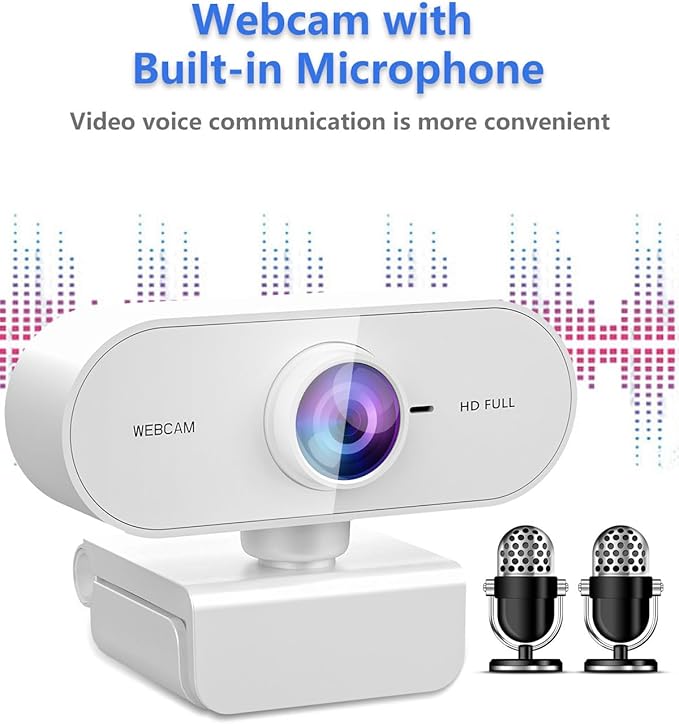 Webcam 1080P HD Webcam for PC,Web cam with Microphone,Stand for PC/MAC/Laptop/Desktop,Wide Angle Web Cameras for YouTube,Skype,Zoom,Xbox One,Video Calling-DeskLoop Office