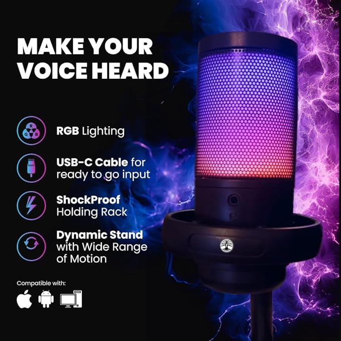 Live Streaming Kit- Perfect for Streaming Video Games on Twitch, YouTube, Podcasts and Working from Home. includes 1920x1080p Webcam, Professional USB Microphone, and One LED Multi-Color Light-DeskLoop Office