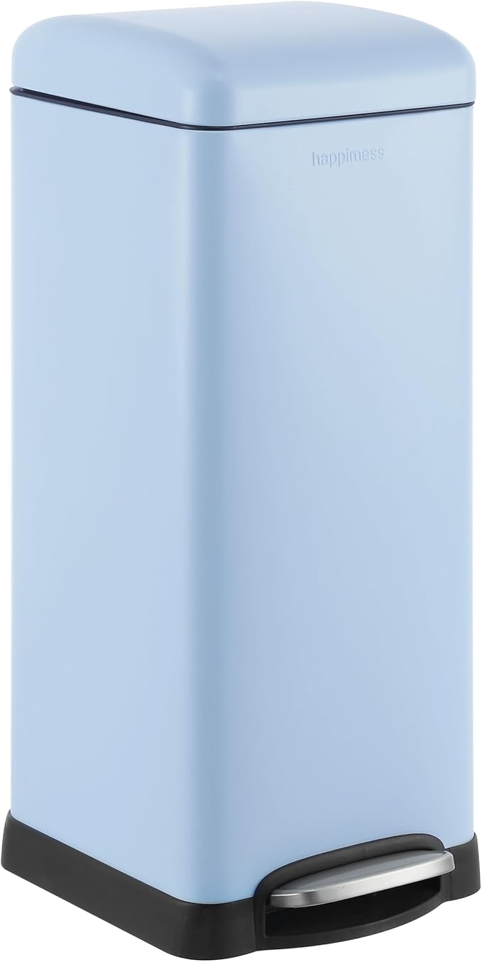 happimess HPM1007I Betty Retro 8-Gallon Step-Open Trash Can, Fingerprint Resistant, Modern, Minimalistic for Home, Kitchen, Laundry Room, Office, Bedroom, Bathroom, Tide Pool Blue-DeskLoop Office