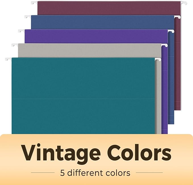 SUNEE Hanging File Folders Vintage Colors, 25 Pack Letter Size File Folders with 1/5-cut Tabs, Stay Organized for Your Home and Office Bulk File and Documents-DeskLoop Office