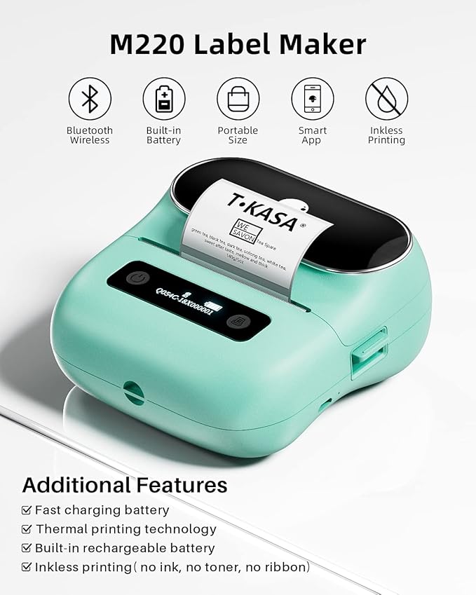 Phomemo M220 Label Maker, 3 Inch Bluetooth Thermal Label Printer for Barcode, Address, Labeling, Mailing, File Folder Label, Label Maker Machine with 3 Rolls of Labels
