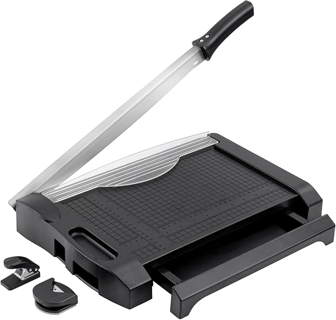 TIANSE Paper Cutter 3 in 1 Paper Trimmer Guillotine with Safety Blade Lock 5 to 10 Sheet Capacity Paper Cutting Board for Home Office School-DeskLoop Office