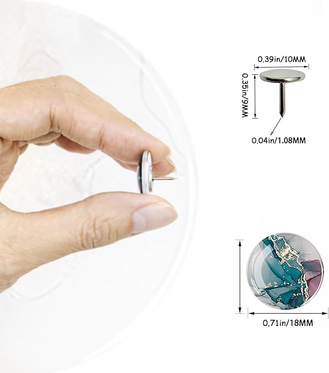 24Pcs Push Pins,Decorative Push Pins for Bulletin Board,Thumb Tacks for Cork Board, Cork Board Thumbtacks, Decorative Thumb Tacks for Class Organisation,Home,Office Decor(Marble Pattern)-DeskLoop Office