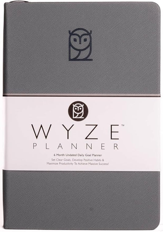 Undated Daily Planner – 6-Month A5 Productivity Organizer with Full Page Per Day, Hourly Schedule, Goal Setting, Habit Tracker, Weekly & Monthly Pages – Hardcover Time Management Notebook (Gray)-DeskLoop Office