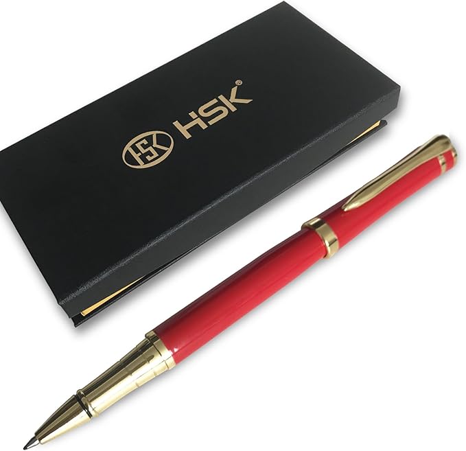 HSK Luxury Ballpoint Pens gift Pen Black Refill Line width 0.5mm,Best Ball Pen Gift Set for Men & Women Professional Executive,Office,Nice Pens Classy Gift Box (Red)-DeskLoop Office