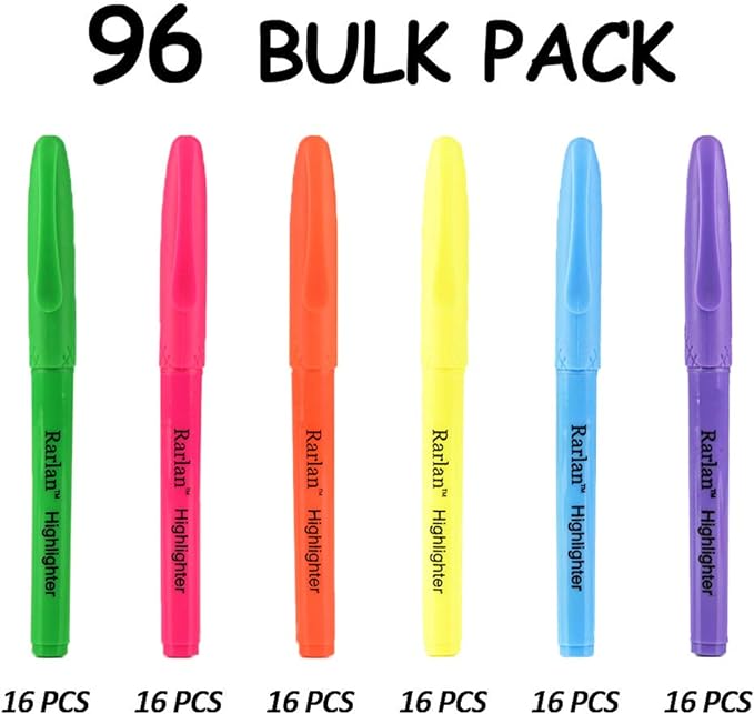 Highlighters, Chisel Tip, Assorted Fluorescent, 96 Count Bulk Pack-DeskLoop Office