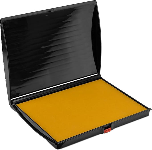 Large Premium Dark Yellow Ink Stamp Pad - 5" by 7" - Quality Felt Pad - Case with Closing snap-DeskLoop Office