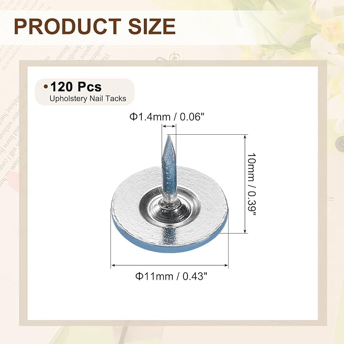 uxcell 120Pcs Push Pins, 11mmx10mm Round Flat Head Decorative Thumb Tacks Upholstery Tacks for Cork Board Office Wall Hangings, Blue-DeskLoop Office