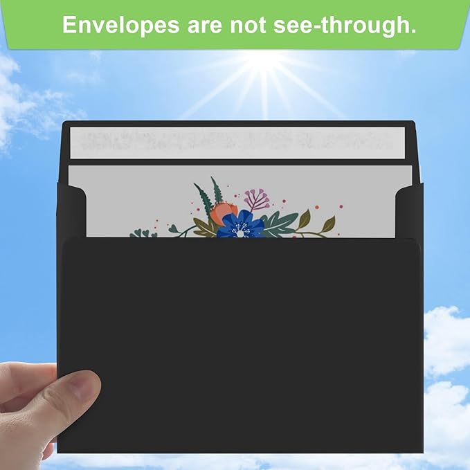 70 Packs A4 Envelope, Black A4 Envelopes, 4x6 Photo Envelopes for Invitations, Envelopes Self Seal for Weddings, Baby Shower, Photos, Postcards, Greeting Cards, Mailing-DeskLoop Office