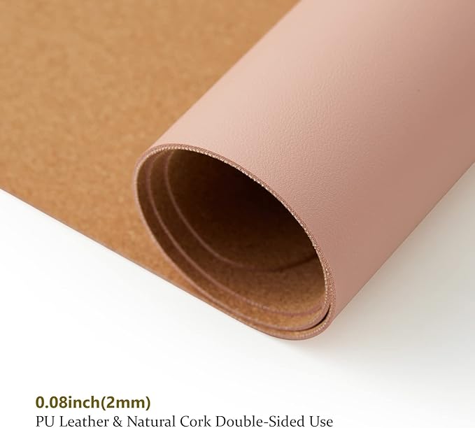 Large Cork Desk Mat - 47.2"x 17" Desk Pad for Office and Home - Ideal for Large Mouse Pad and Desk Mats on Top of Desks(Pink)-DeskLoop Office