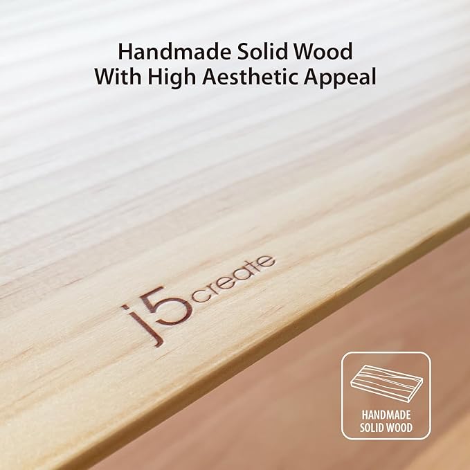 j5create Premium Monitor Stand, Made with Elegant Wood and Sleek Aluminum Material, Display/TV/Screen/Printer/Laptop Riser, Max Load 88 lbs/ 40 kg (JCT125)-DeskLoop Office