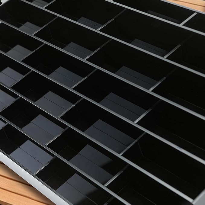 Acrylic Business Card Holder for Desk Multiple Business Card Holders 28 Slot 7 Tier Large Business Card Organizer Business Card Display Rack Black Plastic Business Card Stand for Home Office-DeskLoop Office