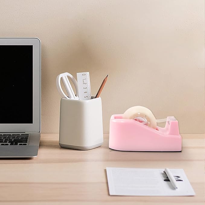 2Pcs Desktop Tape Dispenser Adhesive Roll Holder with Weighted Nonskid Base, Pink (Tape not Included)-DeskLoop Office