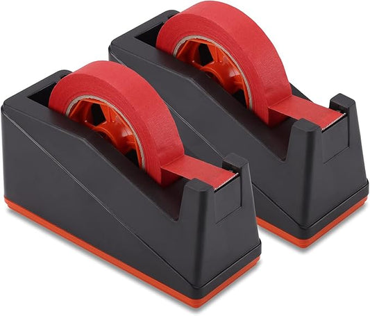 Lichamp 2 Pack Desktop Tape Dispenser Holder with Large 3 Inch Core for Masking, Heat Transfer Sublimation, Painters, Freezer and Kitchen Tapes, 0228BK-DeskLoop Office