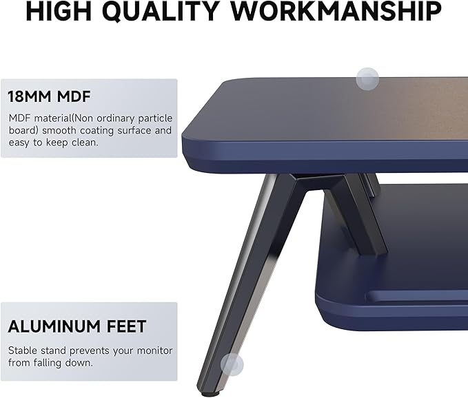 Fenge Dual Monitor Stand, Monitor Stands Riser for 2 monitors, 42.5 Inch Wood Desk Shelf with Storage Organizer and Cable Management for Office Desk Accessories-DeskLoop Office
