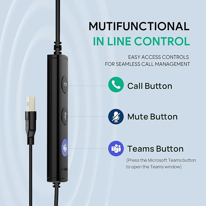 Yealink UH36 Professional USB Headset, Wired Headphones for Computer PC Laptop Work Headset with Noise Canceling Mic for Call and Music(for Teams Certified, Stereo,3.5mm Jack/USB Connection)-DeskLoop Office