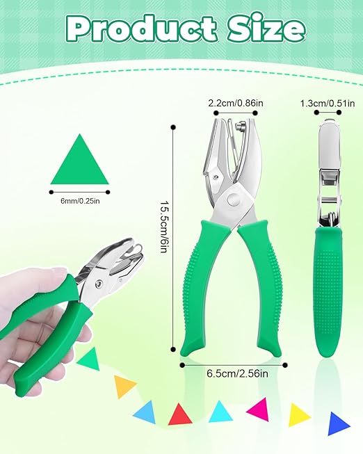 UCEC 1/4" Triangle Hole Punch Metal Handheld Paper Punch Single Hole Tag Punch, Small Triangle Shape Hole Puncher Back to School Supplies for Scrapbook DIY Craft in Home Office Classroom-DeskLoop Office