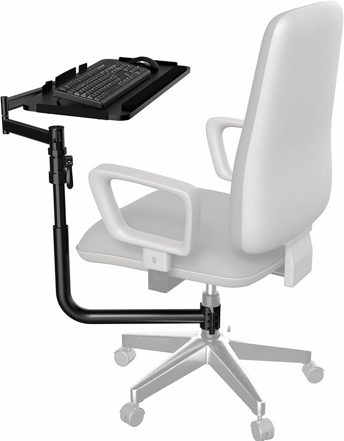 VIVO Office Chair Mounted 26 x 12 Inch Keyboard and Mouse Tray, Ergonomic Tilt, Full Motion 360 Degree Rotation, Black, MOUNT-KB18CP-DeskLoop Office