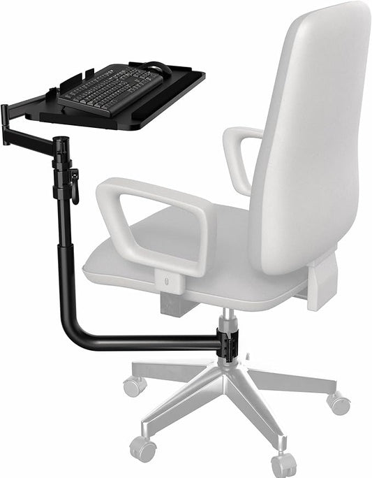 VIVO Office Chair Mounted 26 x 12 Inch Keyboard and Mouse Tray, Ergonomic Tilt, Full Motion 360 Degree Rotation, Black, MOUNT-KB18CP-DeskLoop Office