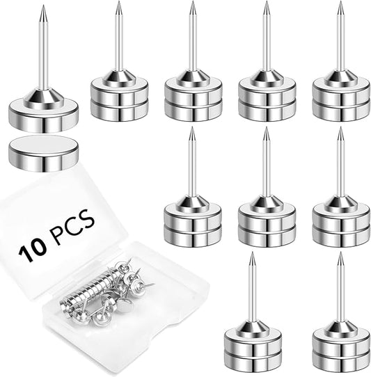E BAVITE Push Pins Magnetic Thumb Tacks, 10 Sets Magnet Pushpins for Wall Bulletin Board Cork Board Cute Decorative Push Pin Clips Thumbtacks for Poster Hanger Photo Picture Hanging Accessories-DeskLoop Office