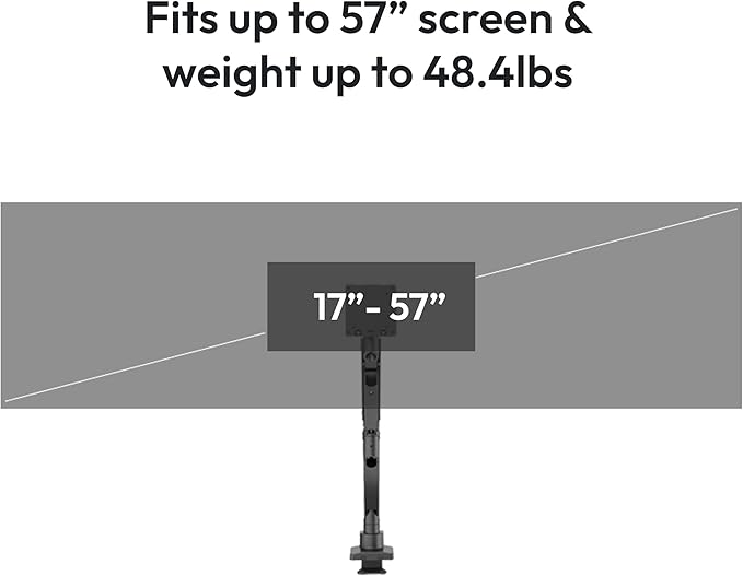 Pixio PS2S Titan Black Ultrawide Mega Heavy-Duty Premium Single Monitor Arm Stand fits up to 57 inch Monitors Holds up to 59.4lbs VESA Compatible Integrated Cable Management-DeskLoop Office
