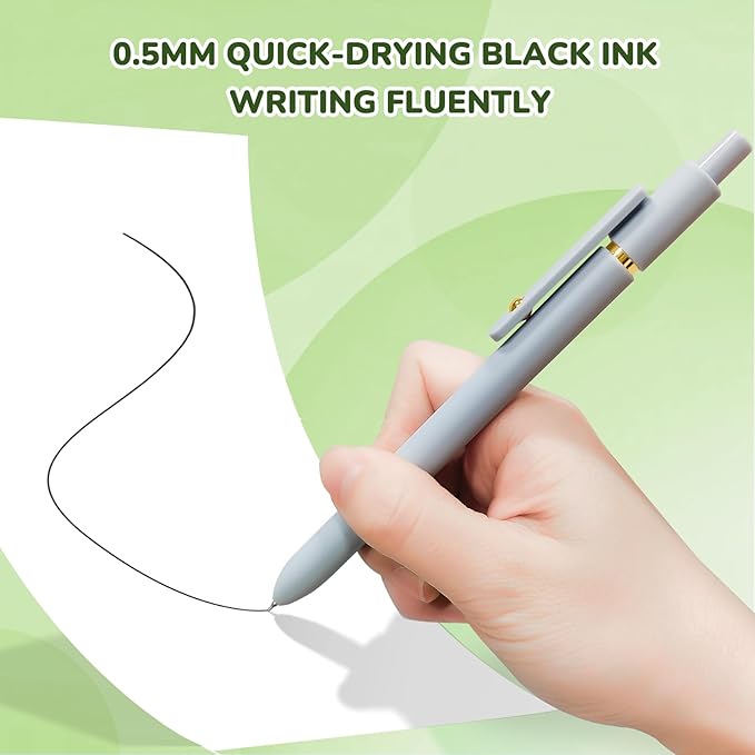 Gel Pens, 6 Pcs Black Ink Pens for Women, 0.5mm Fine Point Smooth Writing Pens, High-End Series Retractable Pens for Journaling Note Taking (6 Pcs Gold Morandi)-DeskLoop Office