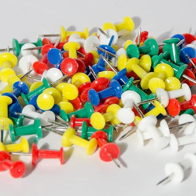 100 Pack Push Pins Tacks, Clear Plastic Head, Steel Point,Thumb Tacks for Bulletin Board,Stick Pins Thumb Tacks for Cork Board Wall Hangings (100, Assorted Colors)-DeskLoop Office