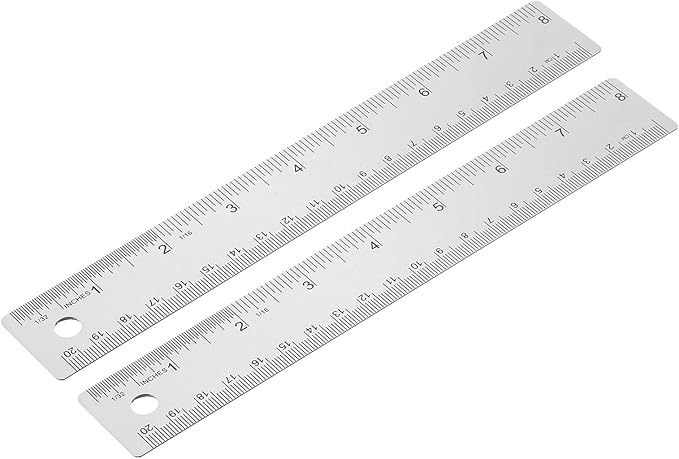 PATIKIL 12 Inch Stainless Steel Ruler Straight Edge Ruler, 2 Pcs Cork Backing Non-Slip Metal Ruler with Inches Centimeter Metric Measuring Tools for Office-DeskLoop Office