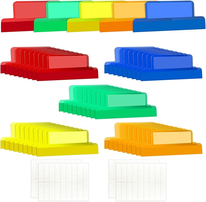 Gueevin 2 Inch Insertable Self Adhesive Tabs with Printable Inserts Clear Index Tabs Self Adhesive Colored Page Marker Repositionable Tag for Bible Divider Notebook File Folder Book Binder(50 Pieces)-DeskLoop Office