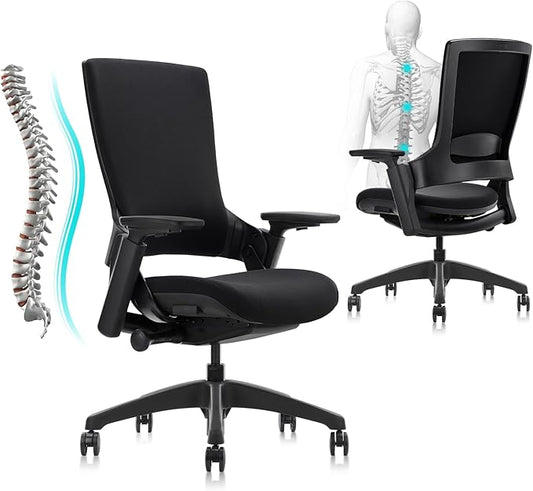 CLATINA Office Chair Swivel Executive Chair, Adjustable Ergonomic Computer Chair with 3D Armrest and Lumbar Support, Fabric Backrest Task Chair for Home Office Conference Room-DeskLoop Office