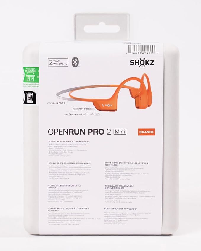 SHOKZ New OpenRun Pro 2 - Open-Ear, Bone Conduction Sport Headphones - with Reflective Strip - Sweat Resistant, Workout Headphones - Secure, Wireless, Comfortable Fit-Deep Bass and Smart Mic App-DeskLoop Office